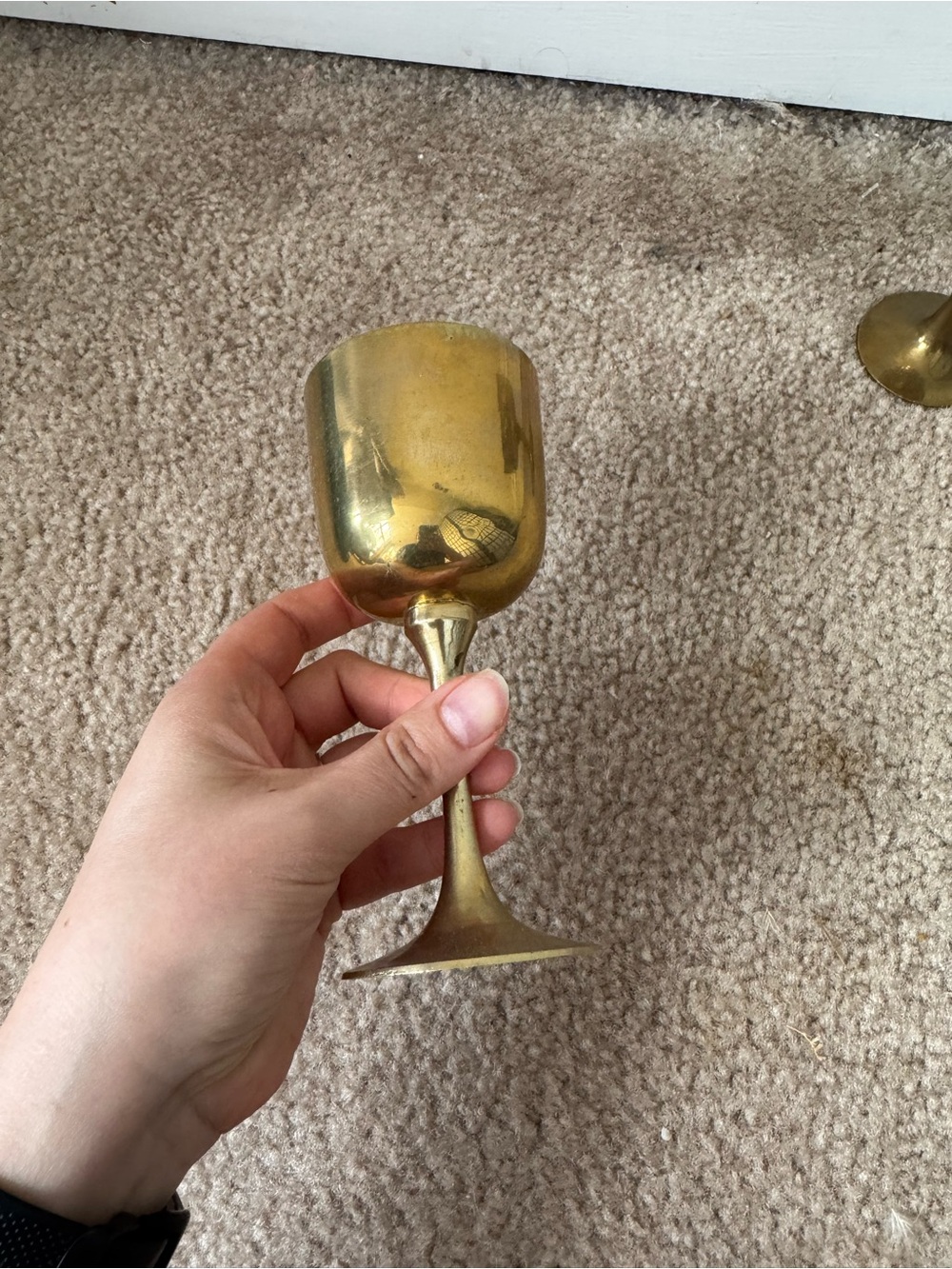 Vintage Brass Gold Stemmed Wine Glasses / Goblets - Picture 3 of 5